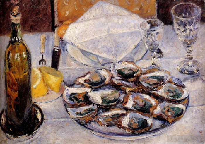 Gustave Caillebotte Peinture à l'huile - Huîtres Nature Morte