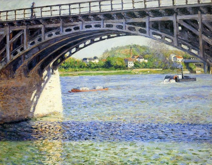 Gustave Caillebotte Peinture à l'huile - Le pont d'Argenteuil et la Seine
