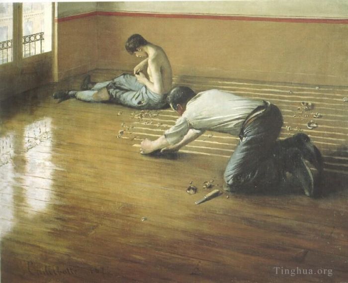 Gustave Caillebotte Peinture à l'huile - Le grattoir à sol