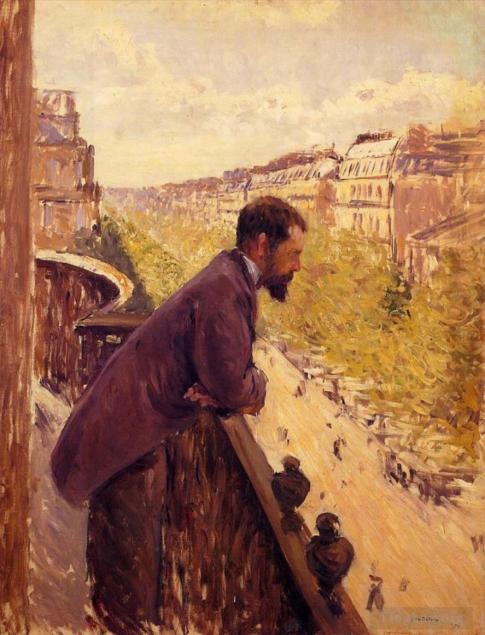 Gustave Caillebotte Peinture à l'huile - L'homme au balcon