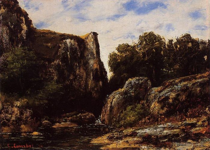 Jean Désiré Gustave Courbet Peinture à l'huile - Une cascade dans le Jura