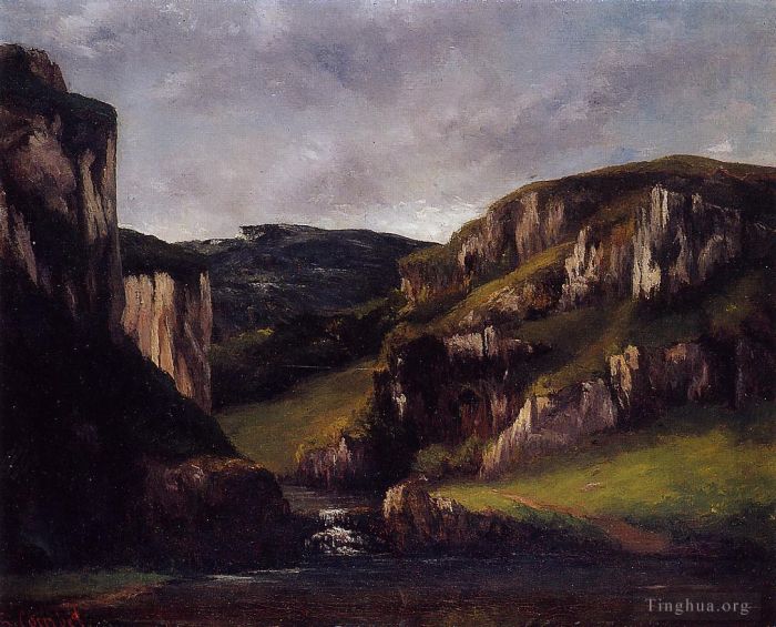Jean Désiré Gustave Courbet Peinture à l'huile - Falaises près d'Ornans