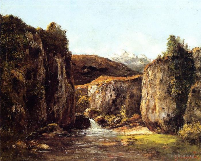 Jean Désiré Gustave Courbet Peinture à l'huile - Paysage La Source parmi les Rochers du Doubs