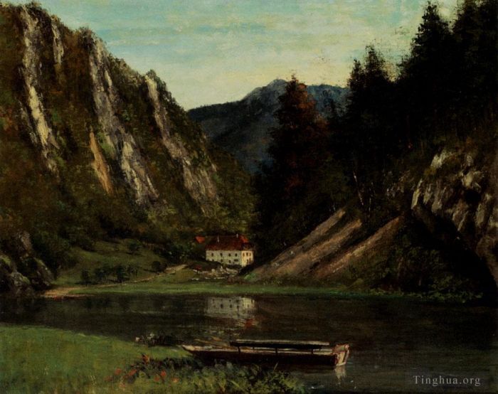 Jean Désiré Gustave Courbet Peinture à l'huile - Les Doubs A La Maison Monsieur