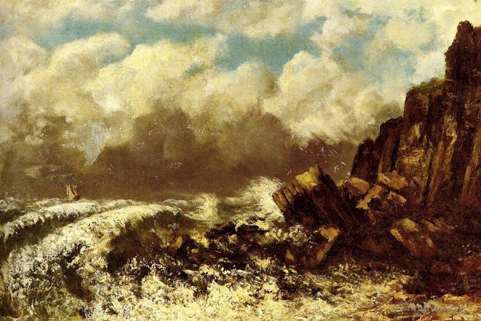 Jean Désiré Gustave Courbet Peinture à l'huile - Marine A Etretat