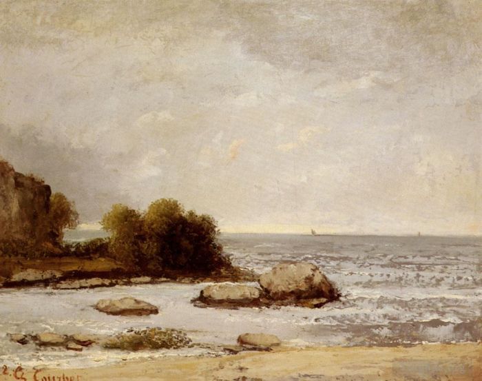 Jean Désiré Gustave Courbet Peinture à l'huile - Marine De Saint Aubin