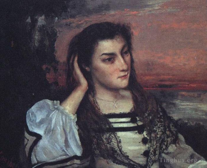 Jean Désiré Gustave Courbet Peinture à l'huile - Portrait de Gabrielle Borreau La Rêveuse