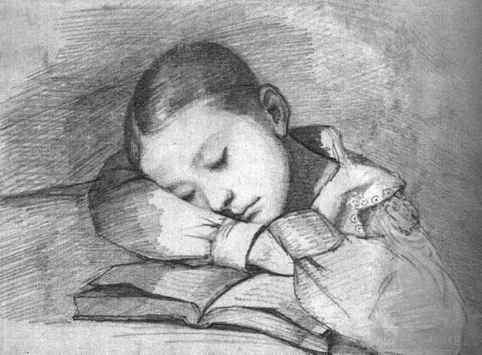 Jean Désiré Gustave Courbet Peinture à l'huile - Portrait de Juliette Courbet en enfant endormie WBM