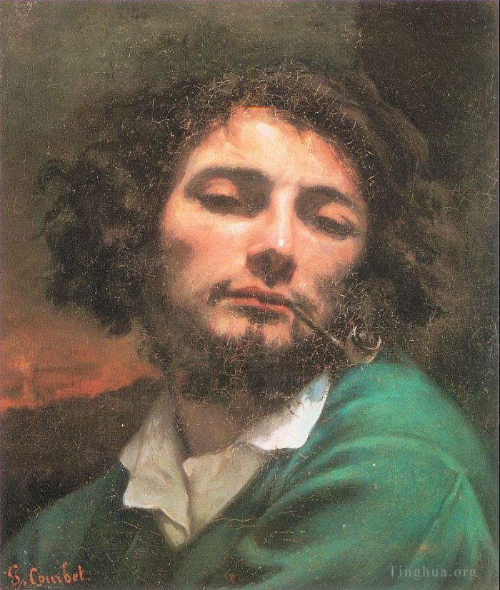 Jean Désiré Gustave Courbet Peinture à l'huile - Autoportrait Homme à la Pipe