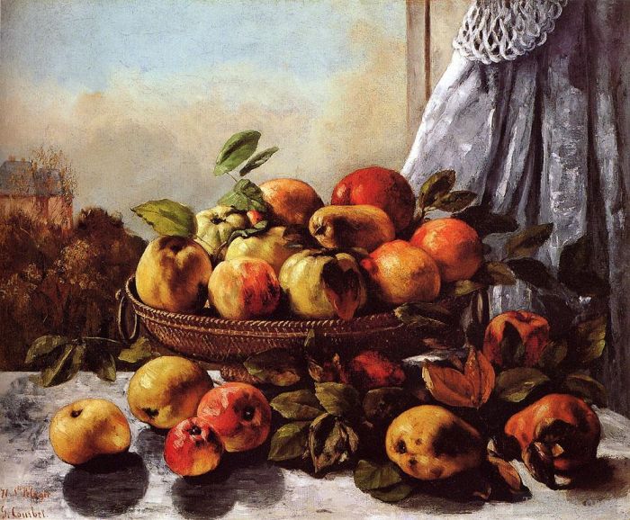 Jean Désiré Gustave Courbet Peinture à l'huile - Nature morte aux fruits
