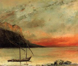Jean Désiré Gustave Courbet œuvres - Coucher de soleil sur le lac Léman
