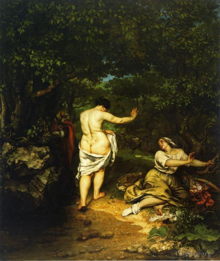 Jean Désiré Gustave Courbet Peinture à l'huile - Les baigneurs