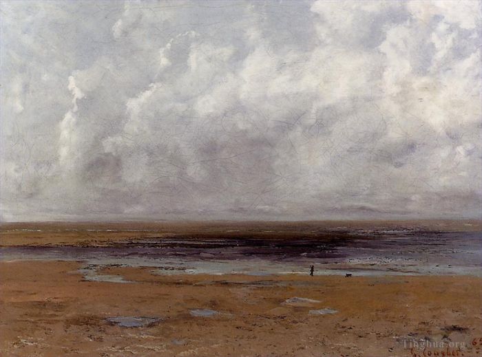 Jean Désiré Gustave Courbet Peinture à l'huile - La plage de Trouville à marée basse