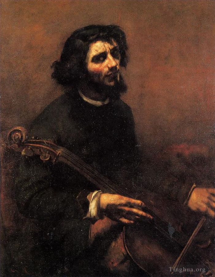 Jean Désiré Gustave Courbet Peinture à l'huile - L’autoportrait du violoncelliste