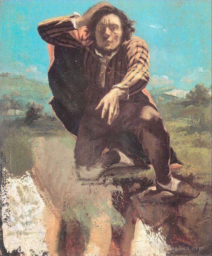 Jean Désiré Gustave Courbet Peinture à l'huile - L'homme désespéré L'homme créé par la peur