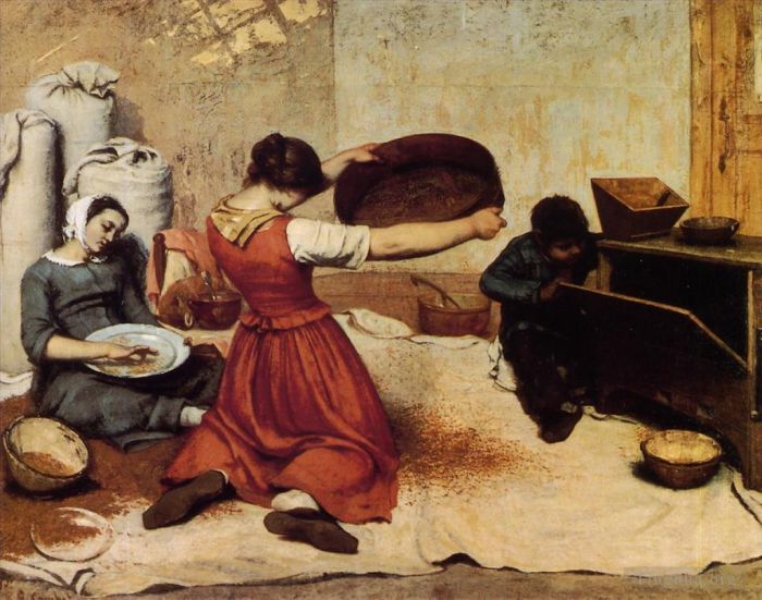 Jean Désiré Gustave Courbet Peinture à l'huile - Les tamiseurs à grains