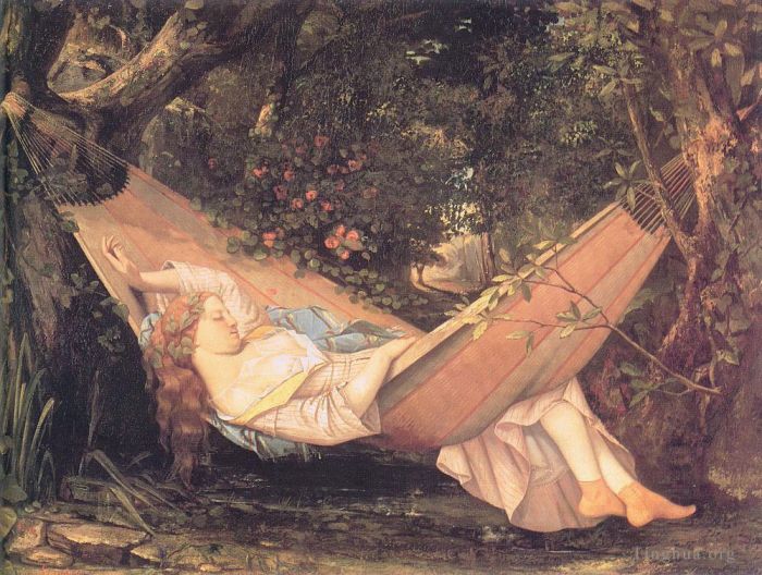 Jean Désiré Gustave Courbet Peinture à l'huile - Le hamac