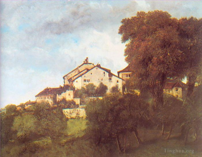 Jean Désiré Gustave Courbet Peinture à l'huile - Les Maisons du Château D'Ornans