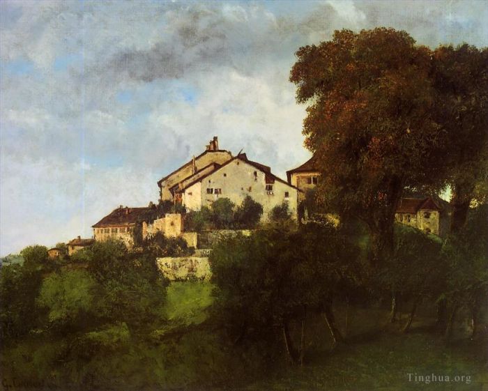 Jean Désiré Gustave Courbet Peinture à l'huile - Les Maisons du Château d'Ornans