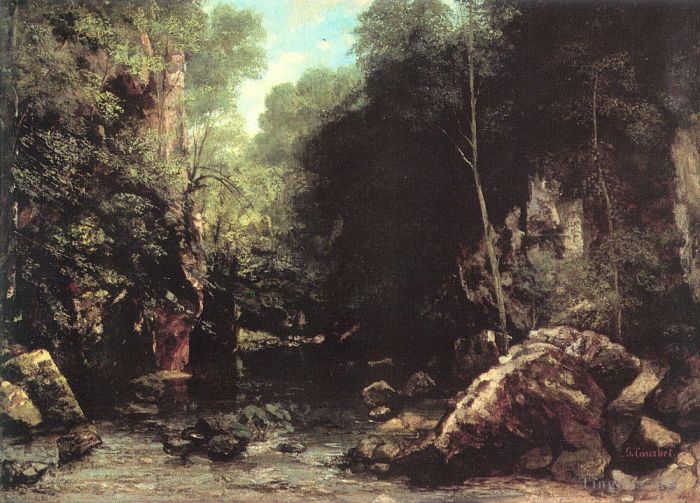 Jean Désiré Gustave Courbet Peinture à l'huile - Le Ruisseau Ombragé Le Ruisseau du Puits Noir