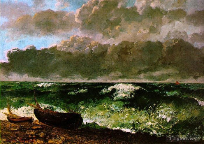 Jean Désiré Gustave Courbet Peinture à l'huile - La mer agitée ou la vague