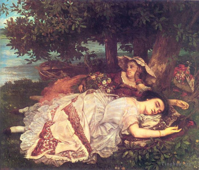 Jean Désiré Gustave Courbet Peinture à l'huile - Les Demoiselles des Bords de Seine
