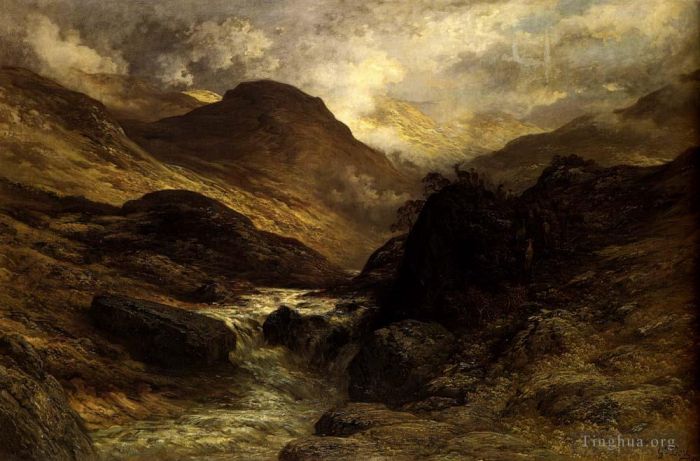 Gustave Doré Peinture à l'huile - Paysage de gorges dans les montagnes