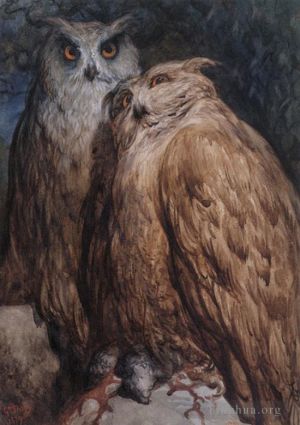 Gustave Doré œuvres - Deux chouettes