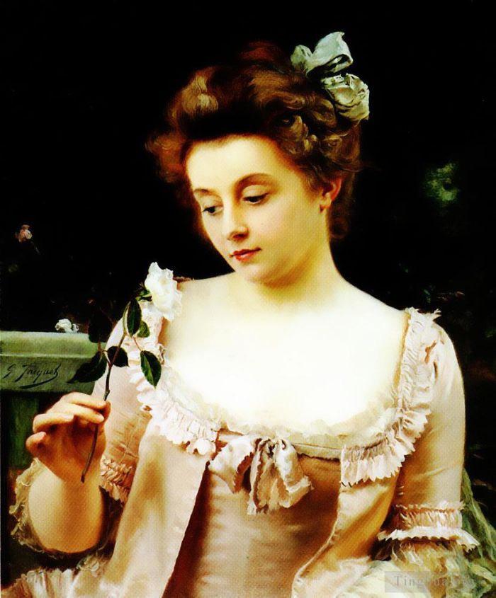 Gustave Jacquet Peinture à l'huile - Une beauté rare