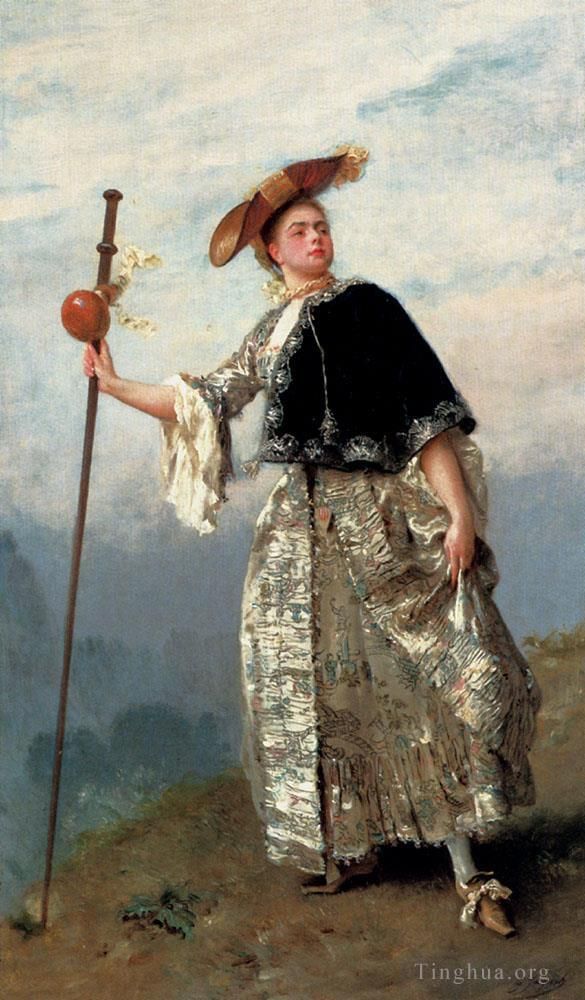 Gustave Jacquet Peinture à l'huile - Au sommet de la colline