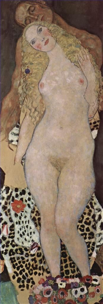 Gustave Klimt Peinture à l'huile - Adam et Eva