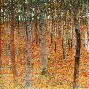 Gustave Klimt œuvres - Beech Grove I rouge