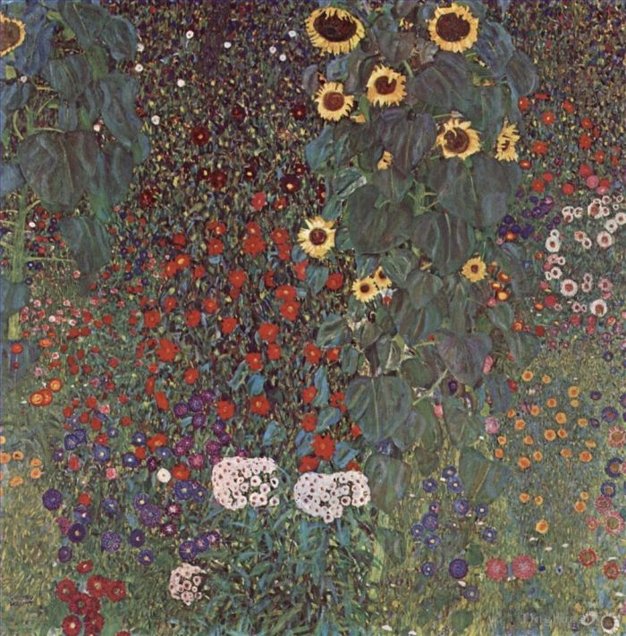 Gustave Klimt Peinture à l'huile - Gartenmit SonnenblumenaufdemLande