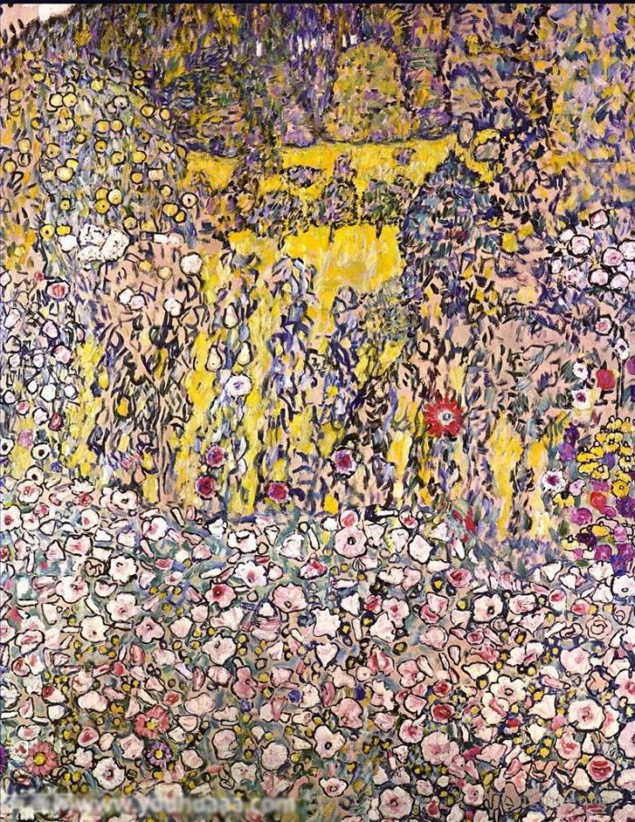 Gustave Klimt Peinture à l'huile - Paysage horticole avec colline