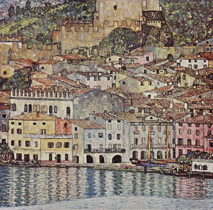 Gustave Klimt Peinture à l'huile - Malcesineam Lac de Garde