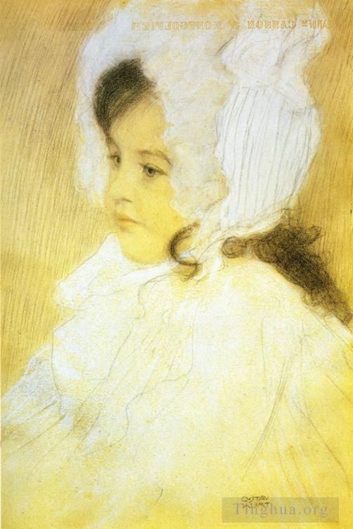 Gustave Klimt Peinture à l'huile - Portrait d'une jeune fille