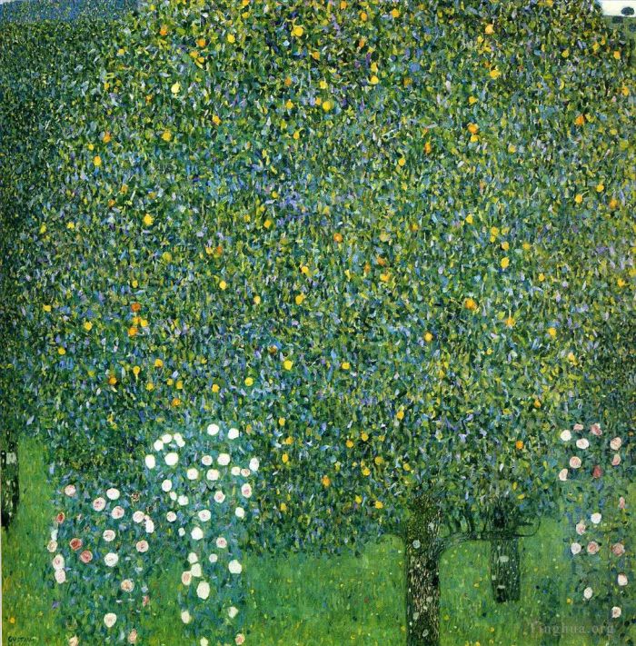 Gustave Klimt Peinture à l'huile - Roses sous les arbres