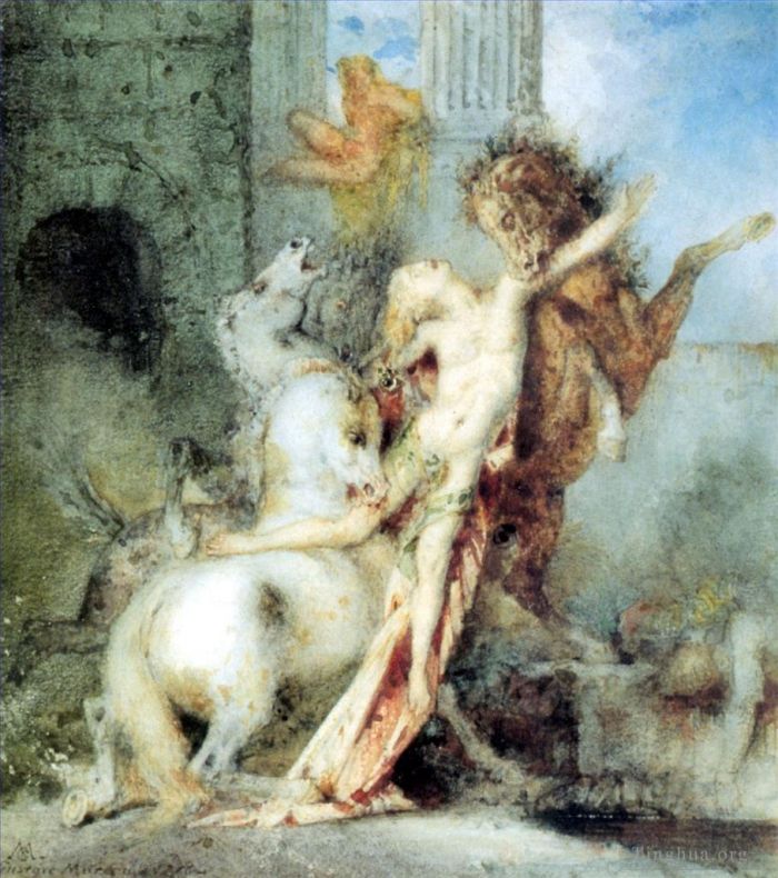 Gustave Moreau Peinture à l'huile - Diomède dévoré par ses chevaux