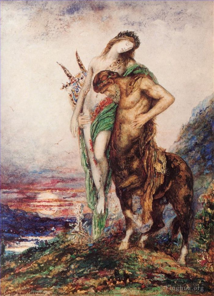 Gustave Moreau Peinture à l'huile - Le poète mort porté par un centaure