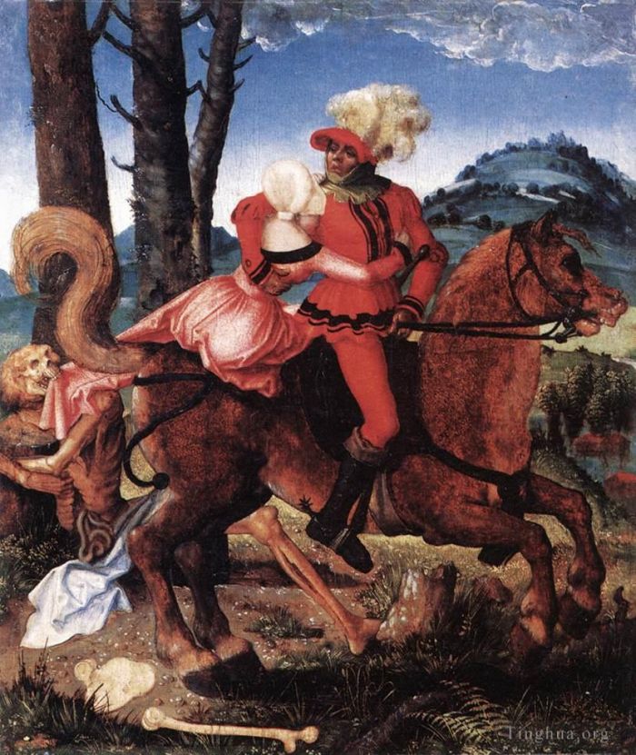 Hans Baldung Peinture à l'huile - Le chevalier, la jeune fille et la mort