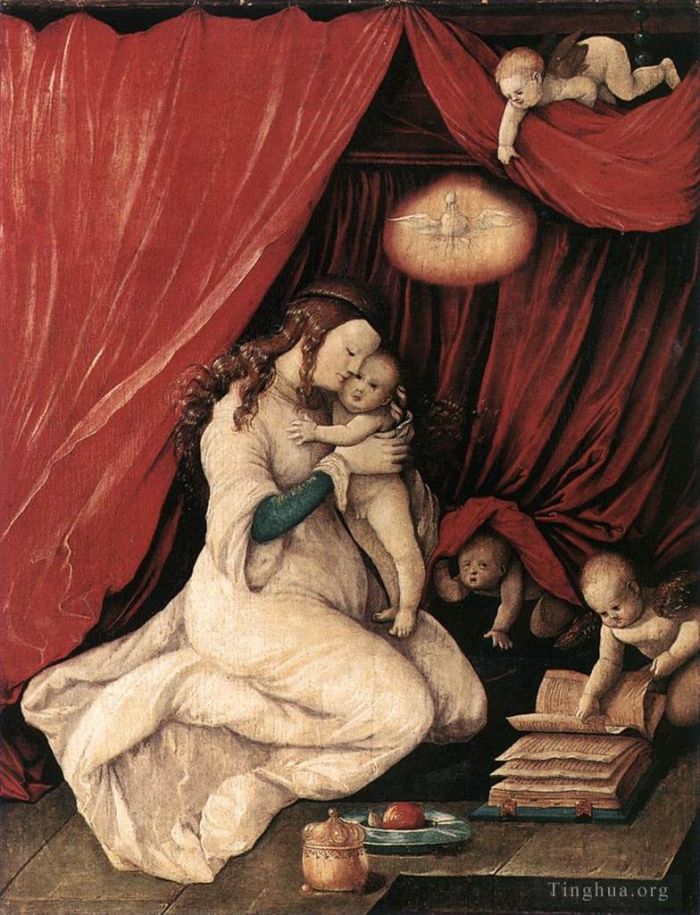 Hans Baldung Peinture à l'huile - Vierge à l'Enfant dans une chambre