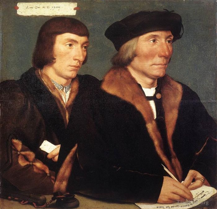 Hans Holbein the Younger Peinture à l'huile - Double portrait de Sir Thomas Godsalve et de son fils John