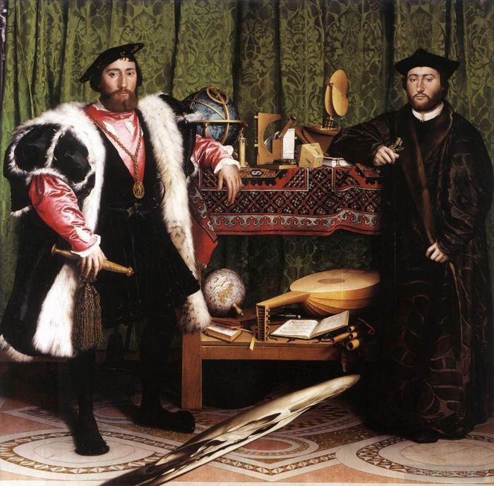 Hans Holbein the Younger Peinture à l'huile - Jean de Dinteville et Georges de Selve Les Ambassadeurs