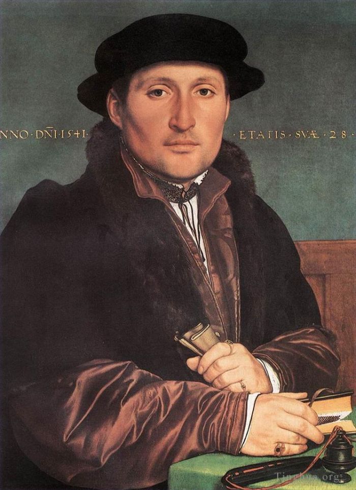 Hans Holbein the Younger Peinture à l'huile - Jeune homme inconnu à son bureau