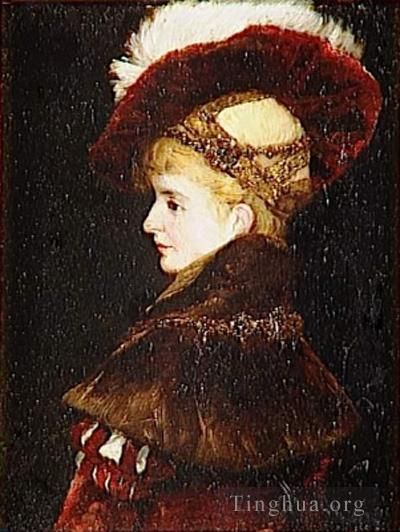 Hans Makart Peinture à l'huile - Portrait de femme en costume d'apparat