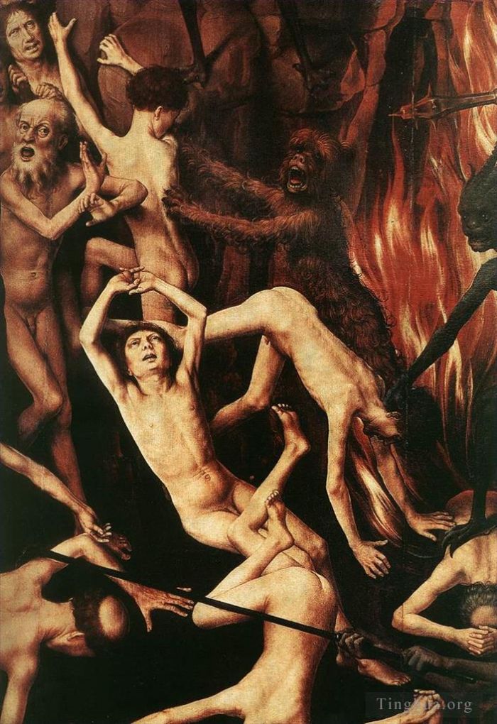 Hans Memling Peinture à l'huile - Triptyque du Jugement dernier ouvert 1467detail11