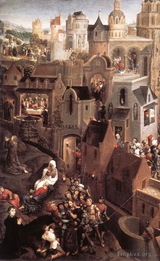 Hans Memling Peinture à l'huile - Scènes de la Passion du Christ 1470détail1côté gauche