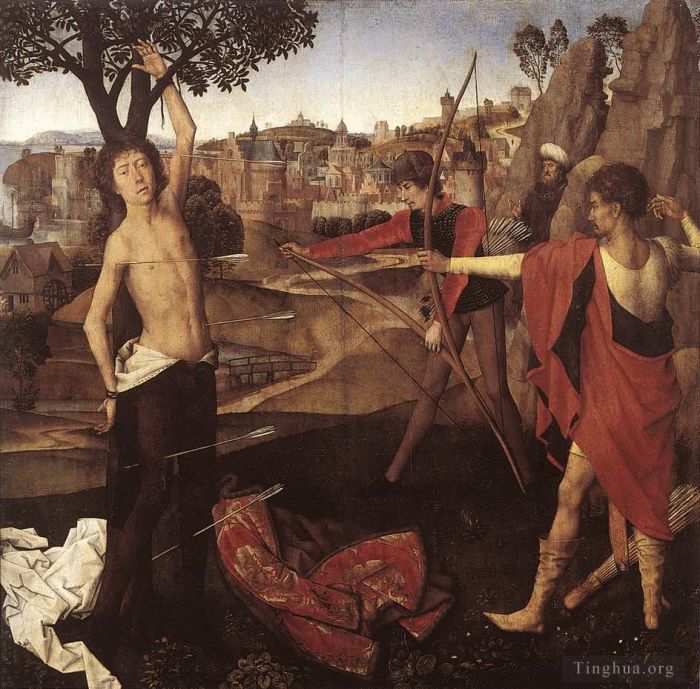 Hans Memling Peinture à l'huile - Le martyre de saint Sébastien 1475