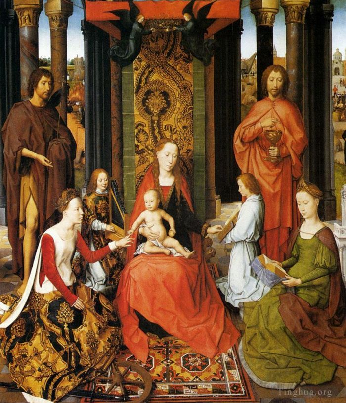 Hans Memling Peinture à l'huile - Le mariage mystique de Sainte Catherine d'Alexandrie