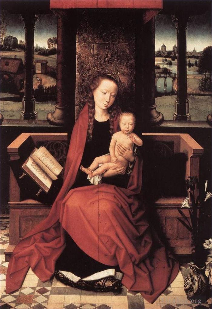 Hans Memling Peinture à l'huile - Vierge à l'Enfant intronisant 1480